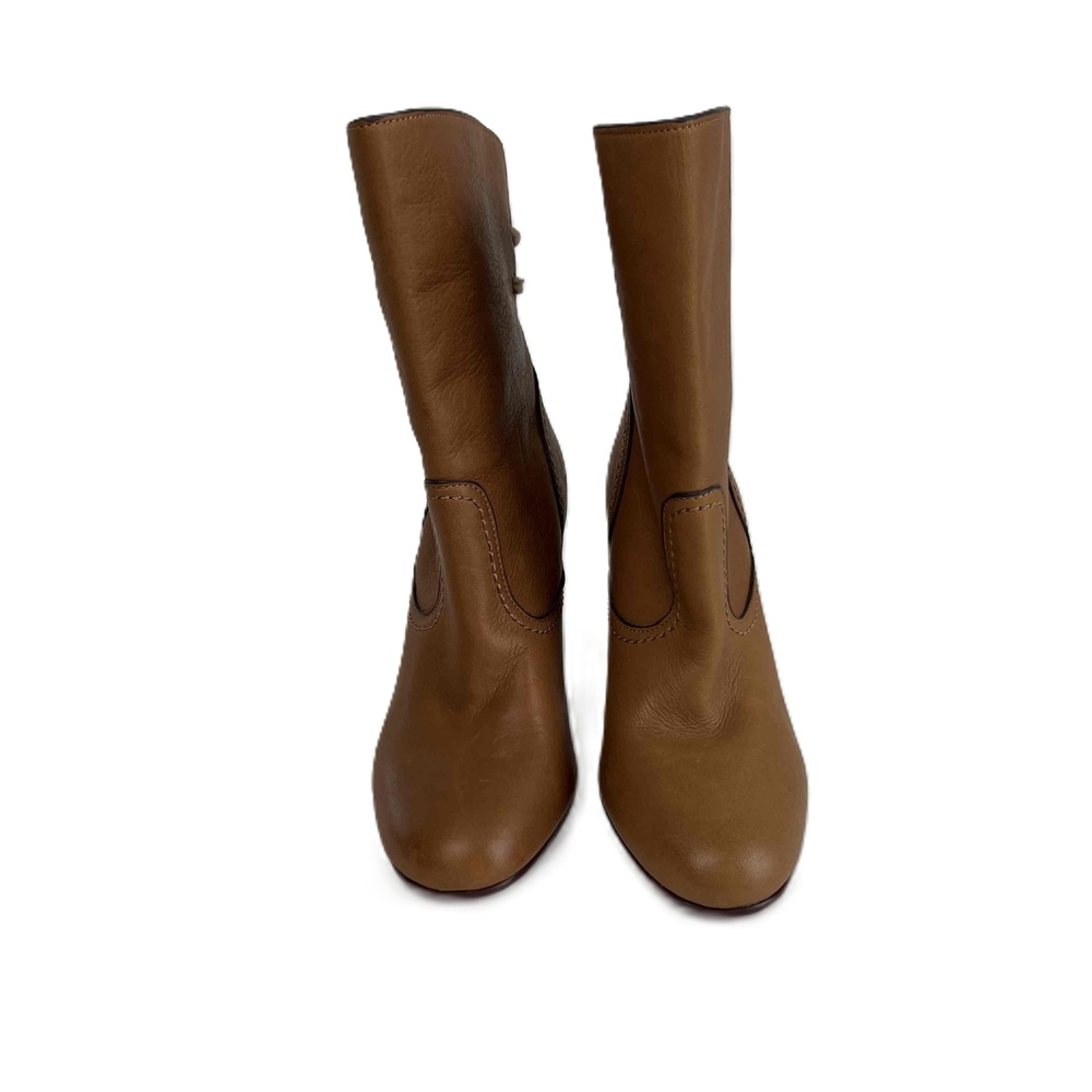 See By Chloe Lara Split Shaft Ankle Boots Lace Up Heeled Leather Brown Sz 37 NWT - Picture 6 of 11